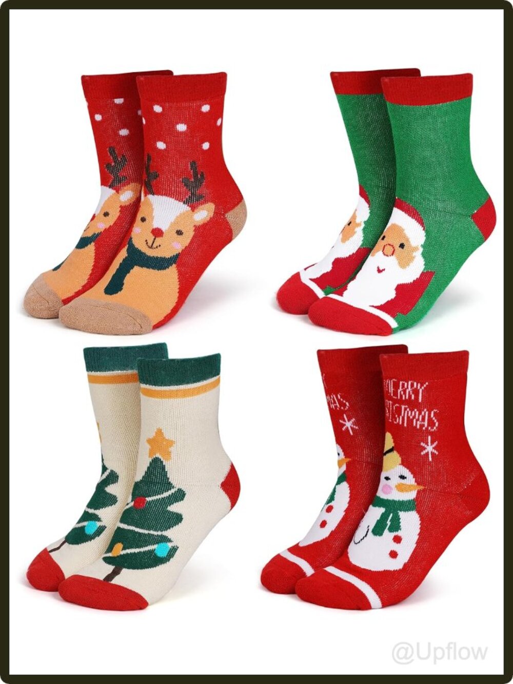 Kids Merino Wool Christmas Socks 4 Pack Thick Warm Winter Crew Gift Boys Girls